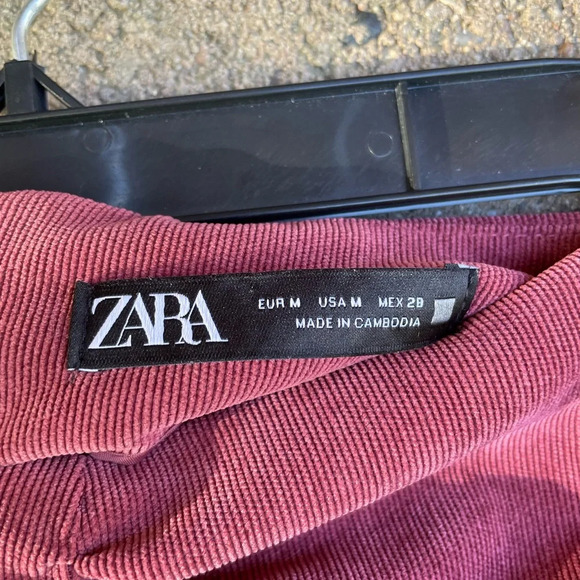 ZARA Women’s Pink Mauve Corduroy Ruched Mini Skirt Size Medium - Picture 6 of 9